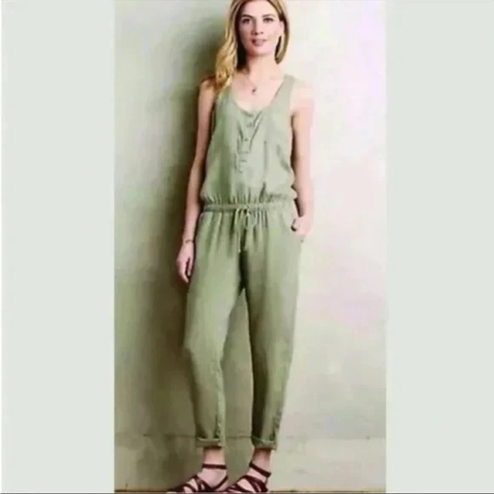 flawed* Anthropologie Cloth & and Stone Moss Green Jumpsuit Small